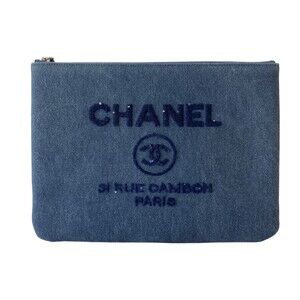 Chanel Deauville Sequin Clutch Bag Indigo